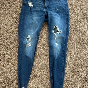 Vintage America Blue Skinny Jeans with Distressed Details
